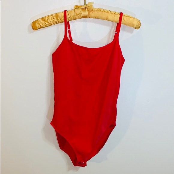 Express | Red Adjustable Snap Crotch One Piece Camisole | Spaghetti Strap Shirt - Picture 4 of 7
